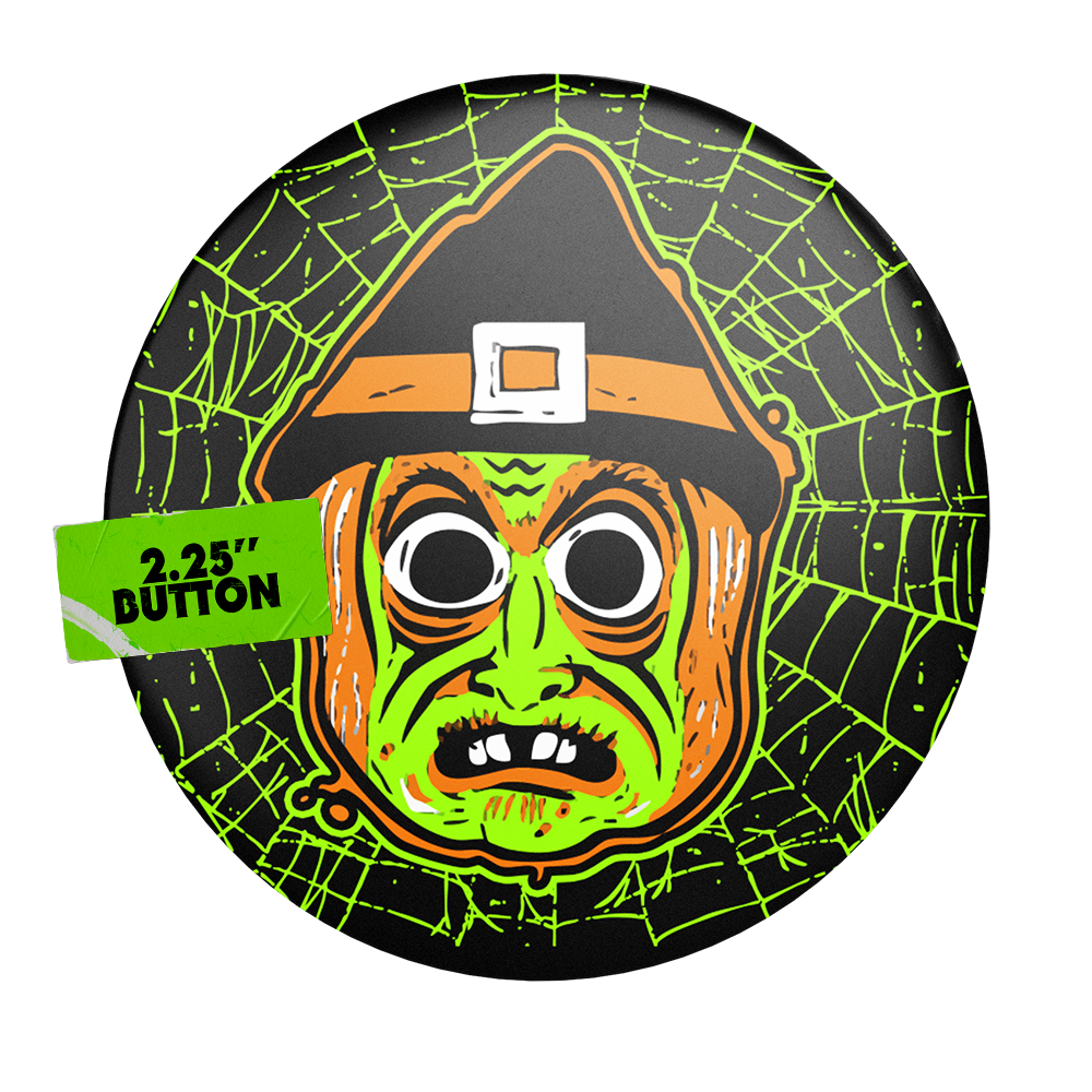 Vintage Witch Mask Button
