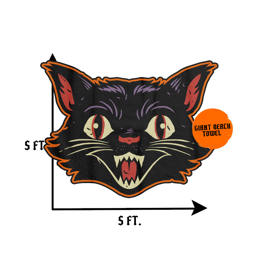 Vintage Cat Face - Giant Beach Towel